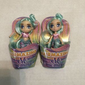 Lot of 2 HAIRMAZING Mermaid Mini Dolls with blue hair. Brand New!